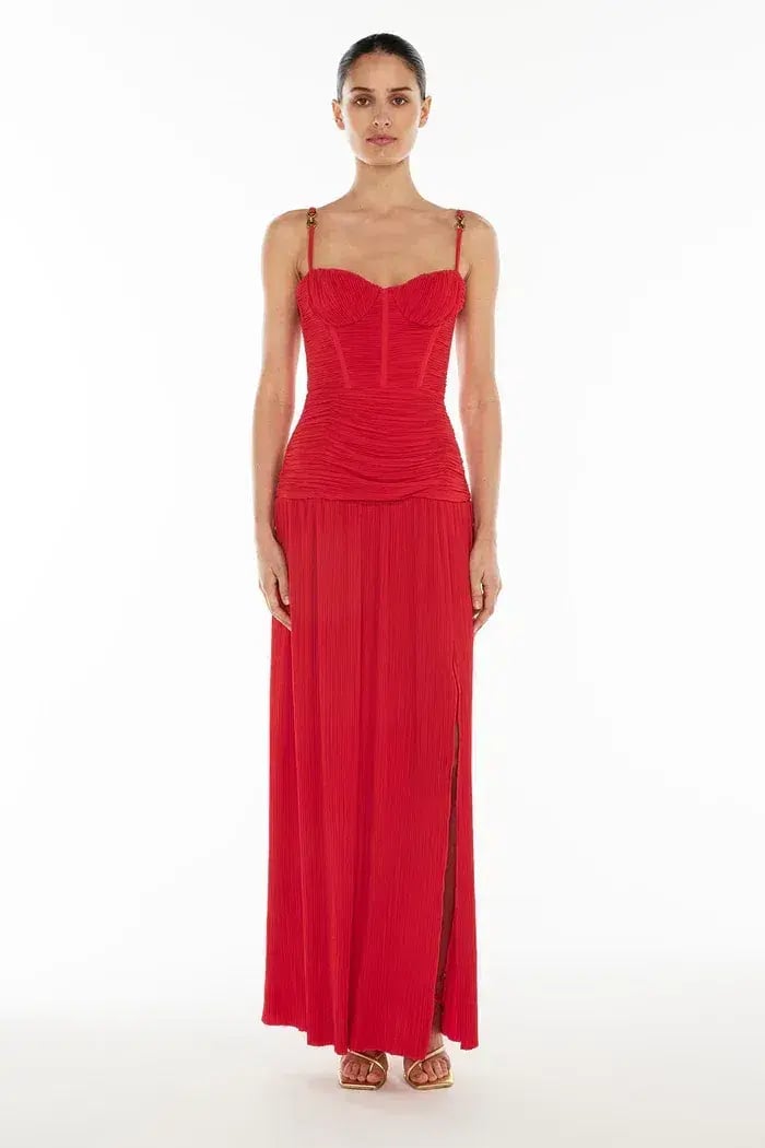 Manning Cartell Double Time Pleat Dress Red Size AU 8 photo 4