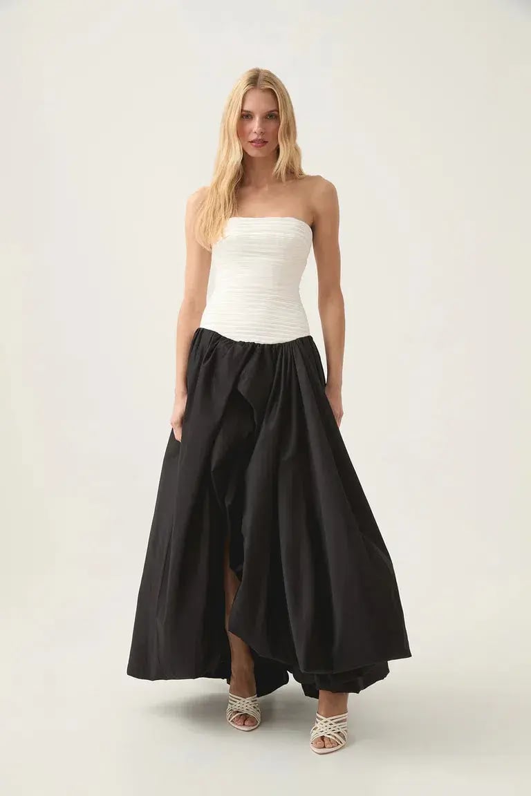 Aje Violette Bubble Hem Maxi Dress Black/White Size AU 8 photo 2
