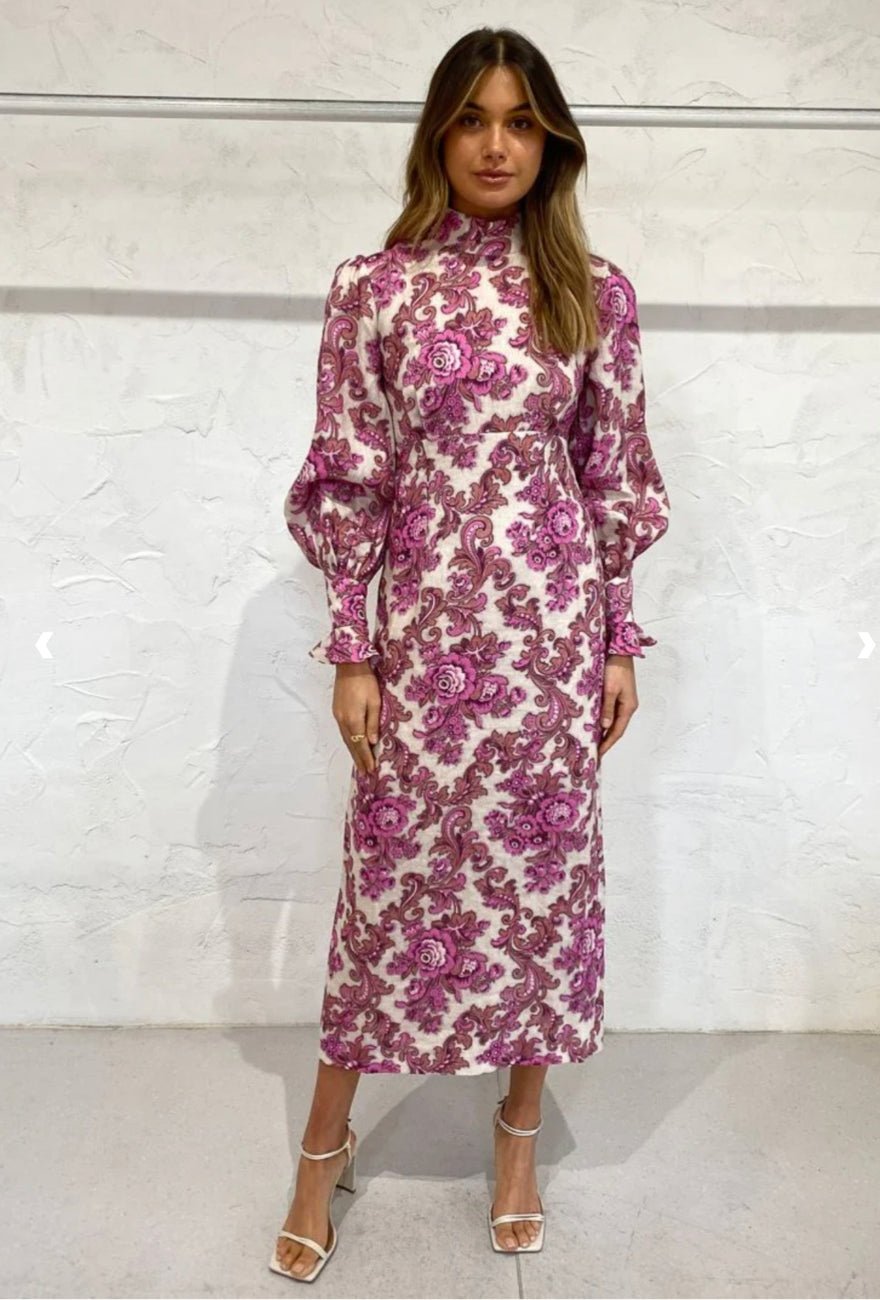 Alemais Isla Midi Dress In Magenta photo 4