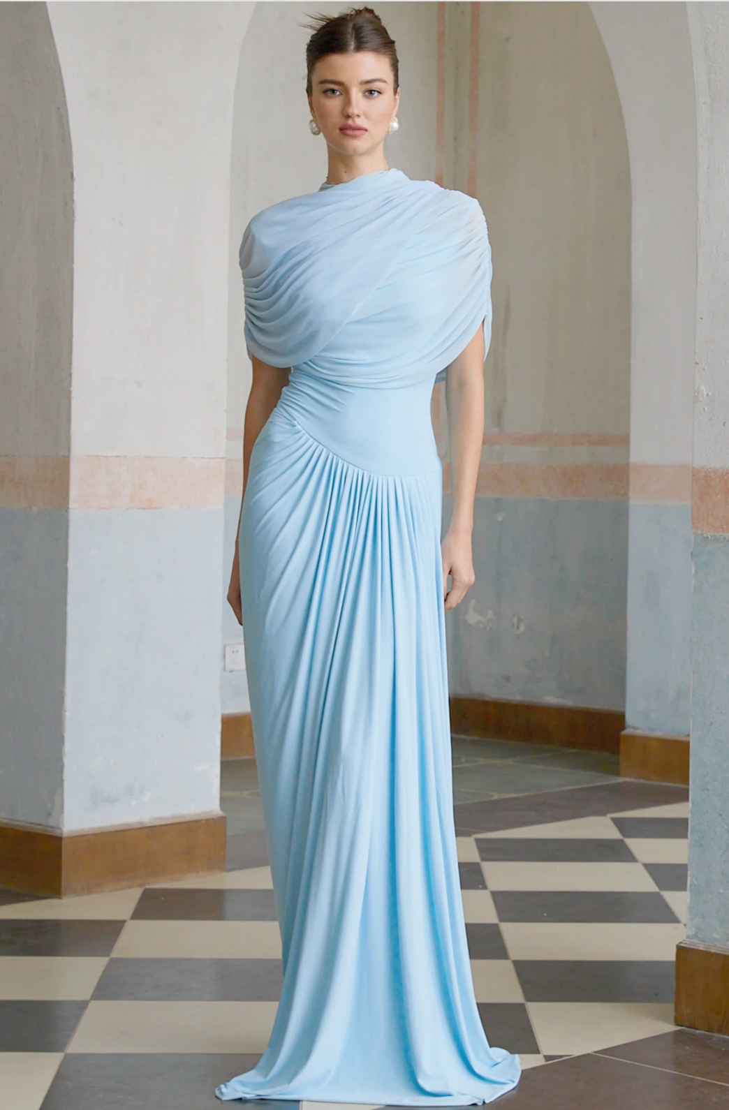 CATHERINE ASYMMETRICAL PLEATED MAXI BY MISS ROSIER BLUE photo 5