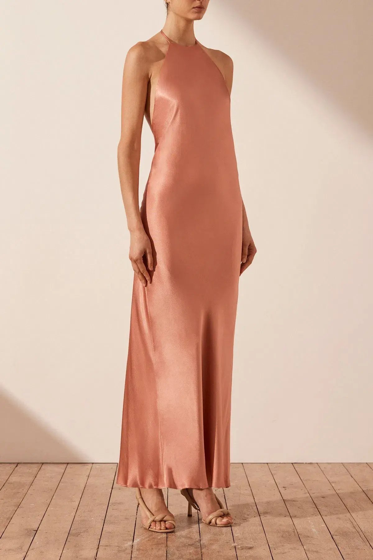 Shona Joy La lune Low Back Halter Neck Midi Dress Antique Rose Size 8 photo 2
