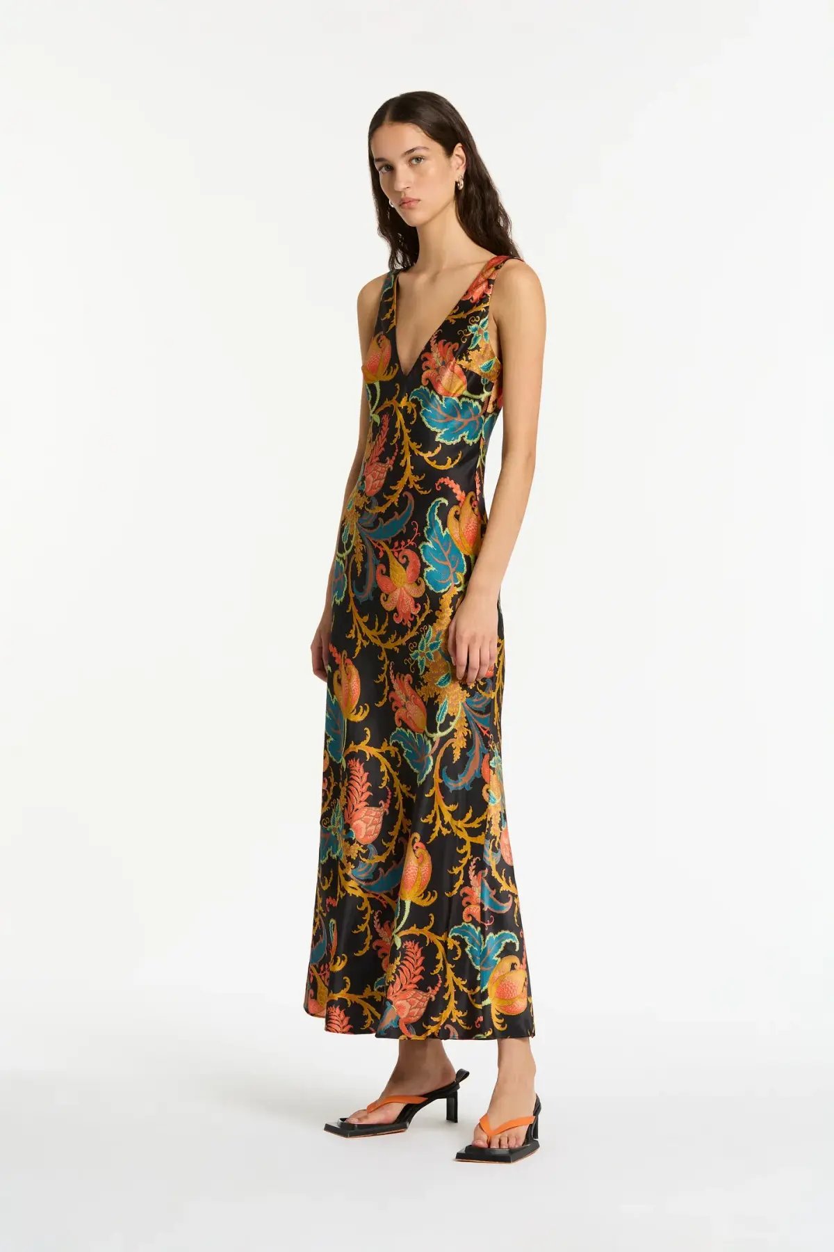 Sir The Label Artiste V Neck Slip Dress In Deschamps Print Size 8 photo 6