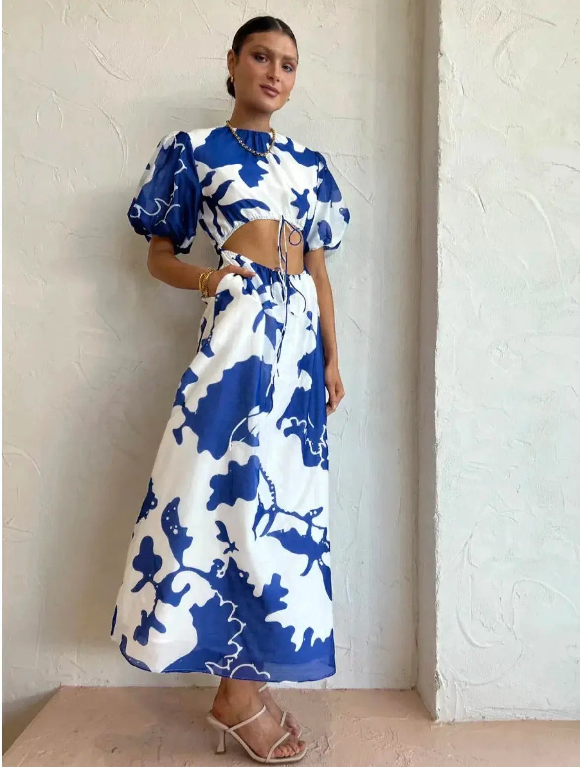 Sir the Label Vivi Puff Sleeve Maxi Dress Merce Abstract Print Size 8 photo 2