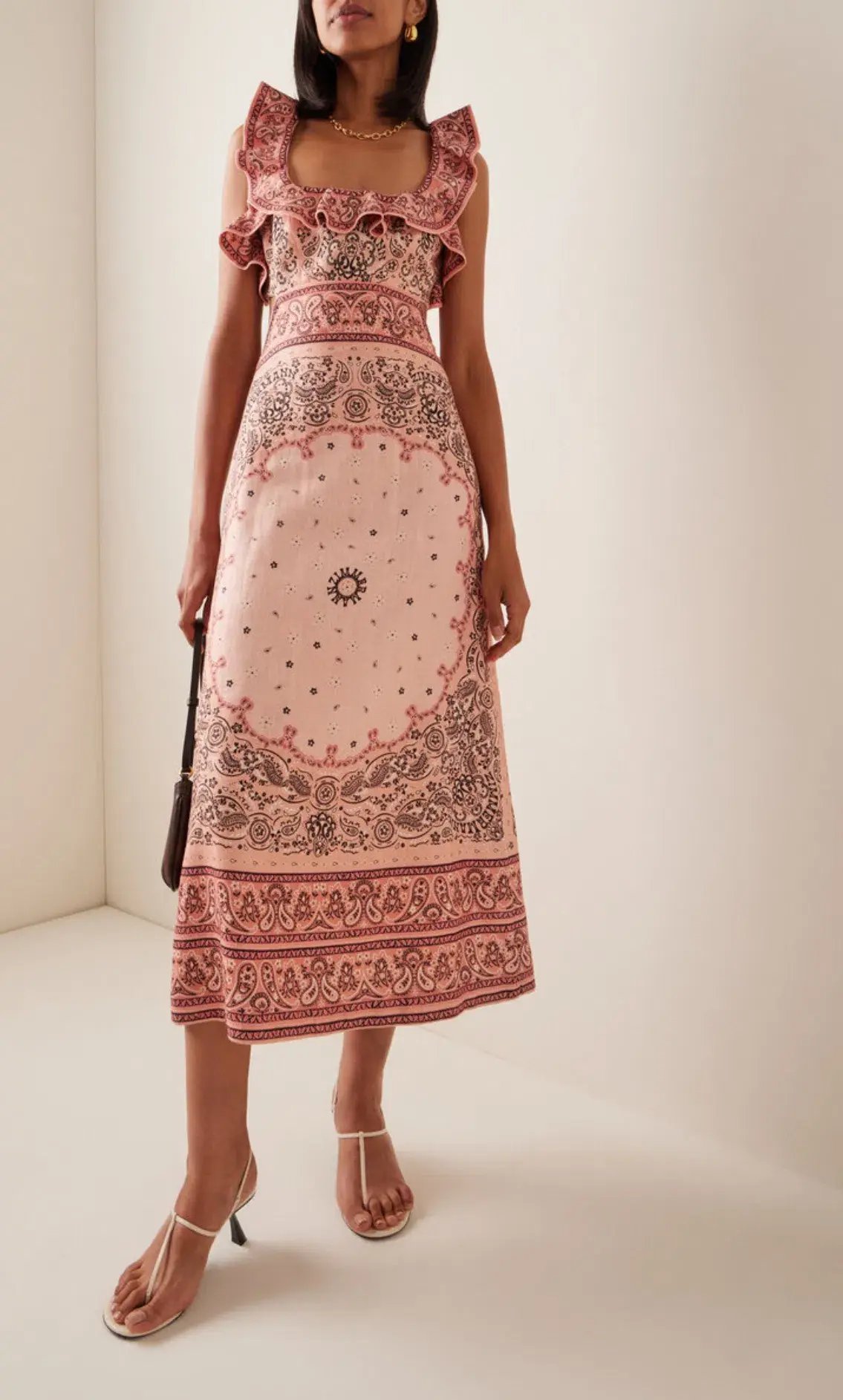 Zimmermann Matchmaker Frilled Midi Pink Bandana  Size 2 / AU 12 photo 2