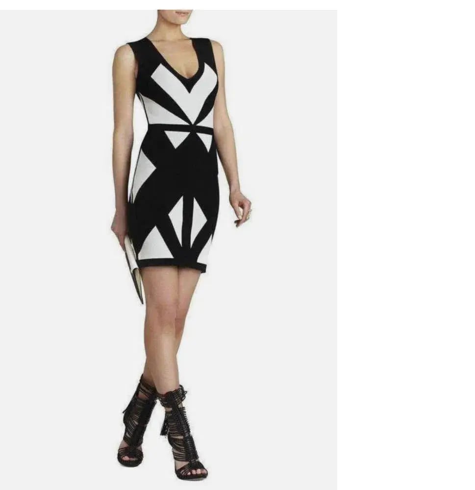 BCBGMaxAzria Bodycon Dress Multi Size 12 photo 2