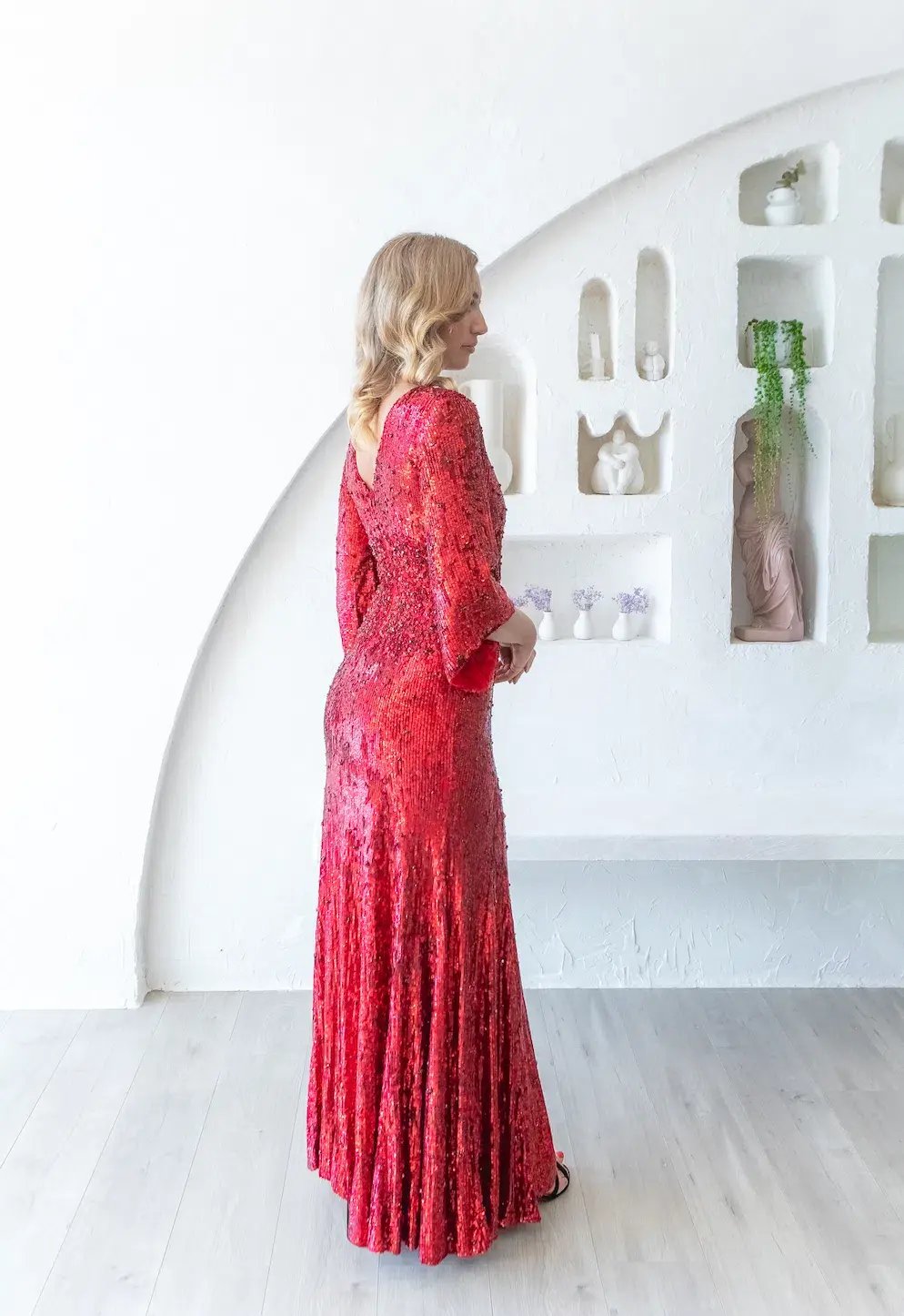 Rachel Gilbert Capella Sequin Gown Red Size AU 8 photo 2