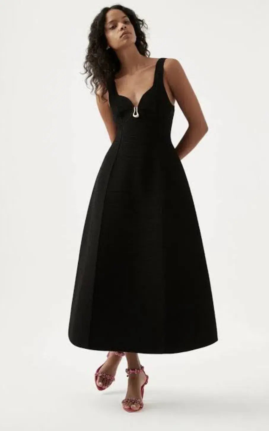 Aje Marisole Knit Midi Dress Black Size 8 photo 2