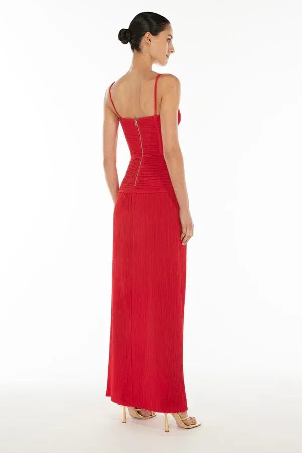Manning Cartell Double Time Pleat Dress Red Size 10 photo 3