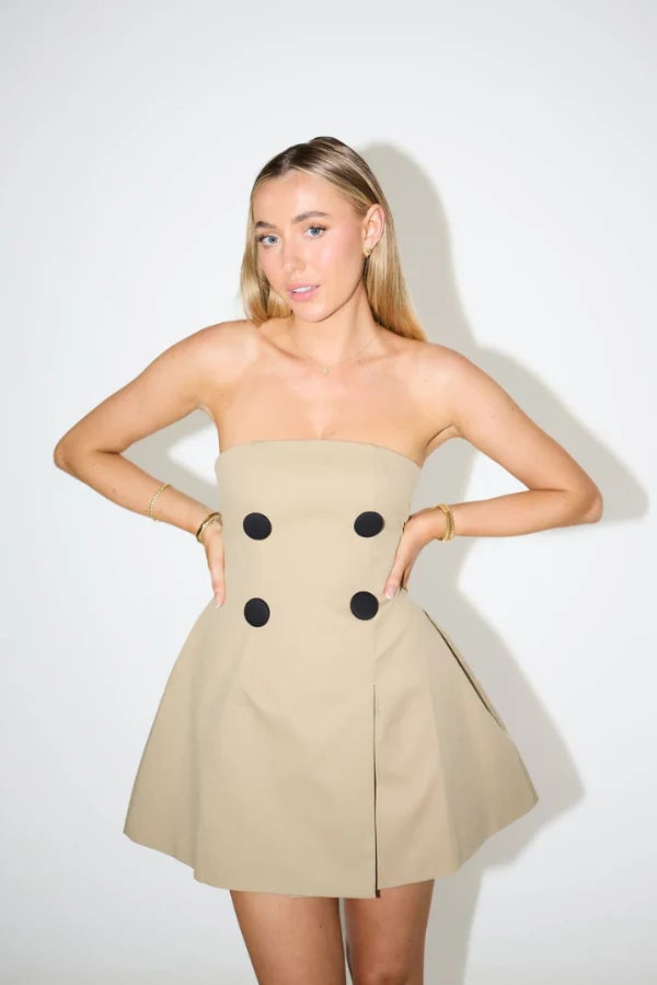 ODD MUSE THE ULTIMATE MUSE TRENCH MINI DRESS - BEIGE photo 2