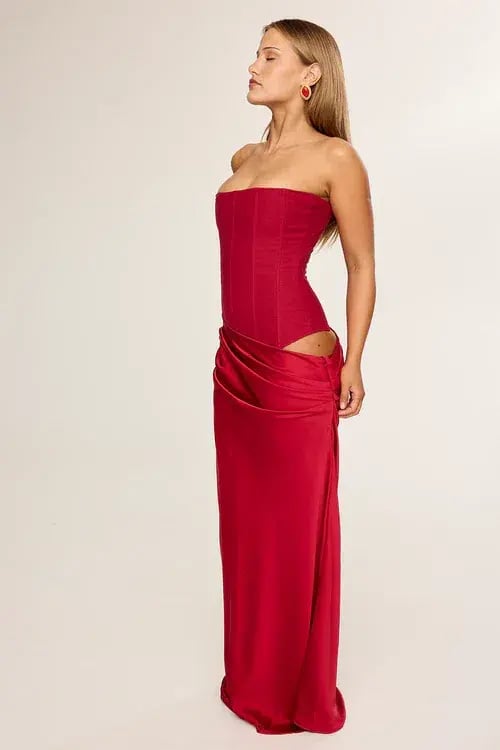 HNTR The Label Huxley Gown Wine Size M/AU 10 photo 3