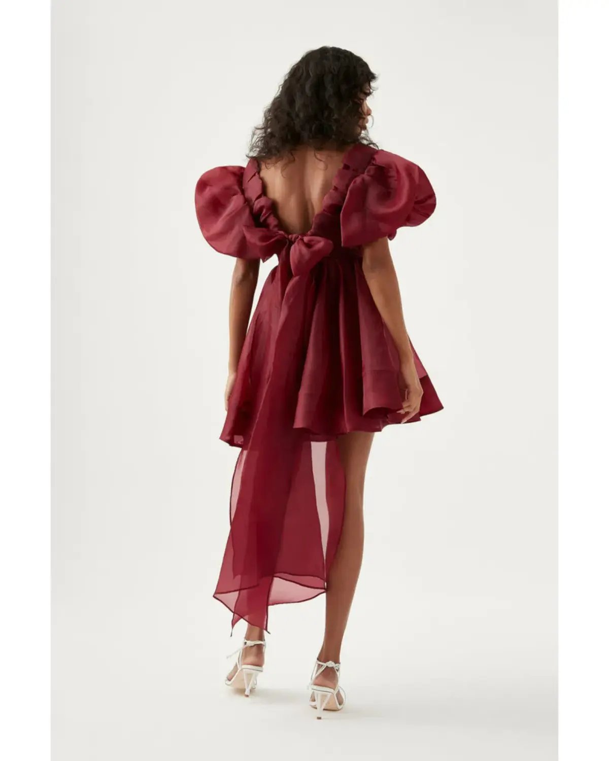 Aje Gretta Organza Mini Dress Burgundy Size AU 6 photo 4