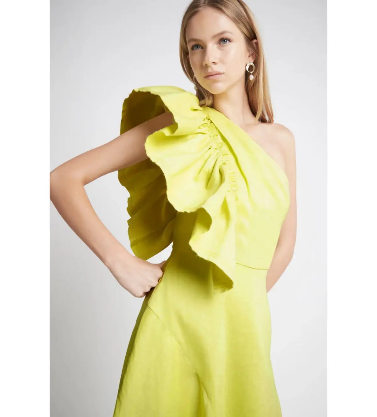 Aje Bonjour Asymmetric Midi Dress Lime Green Size 16 photo 2