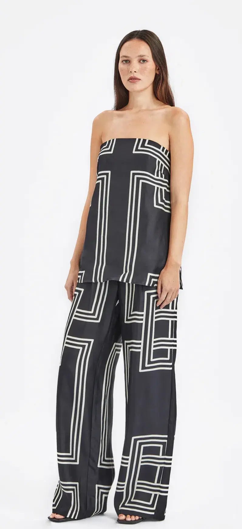 Ginger & Smart Walk the Line Strapless Top Black/Print Size 8 photo 2