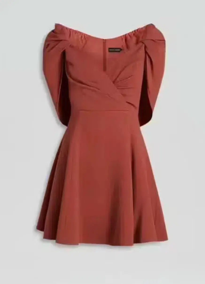 Scanlan Theodore Cape Sleeve Mini Dress in colour Sepia, Size 10. photo 2