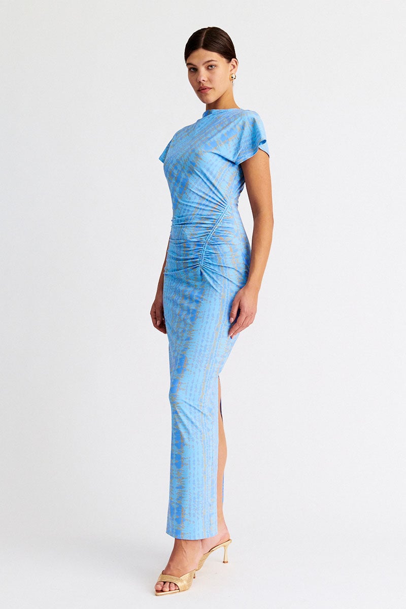 SUBOO CLAUDIA SHORT SLEEVE MAXI DRESS - ICE BLUE photo 2