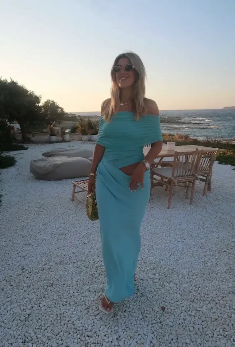 Benni Nico Maxi Off Shoulder Maxi Dress Aquamarine Size S / AU 8 photo 6