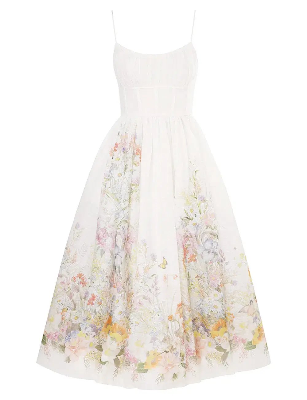 Zimmermann Natura Ruched Midi Dress in Ivory Wild Flowers Size 1 / 10 AUD photo 2