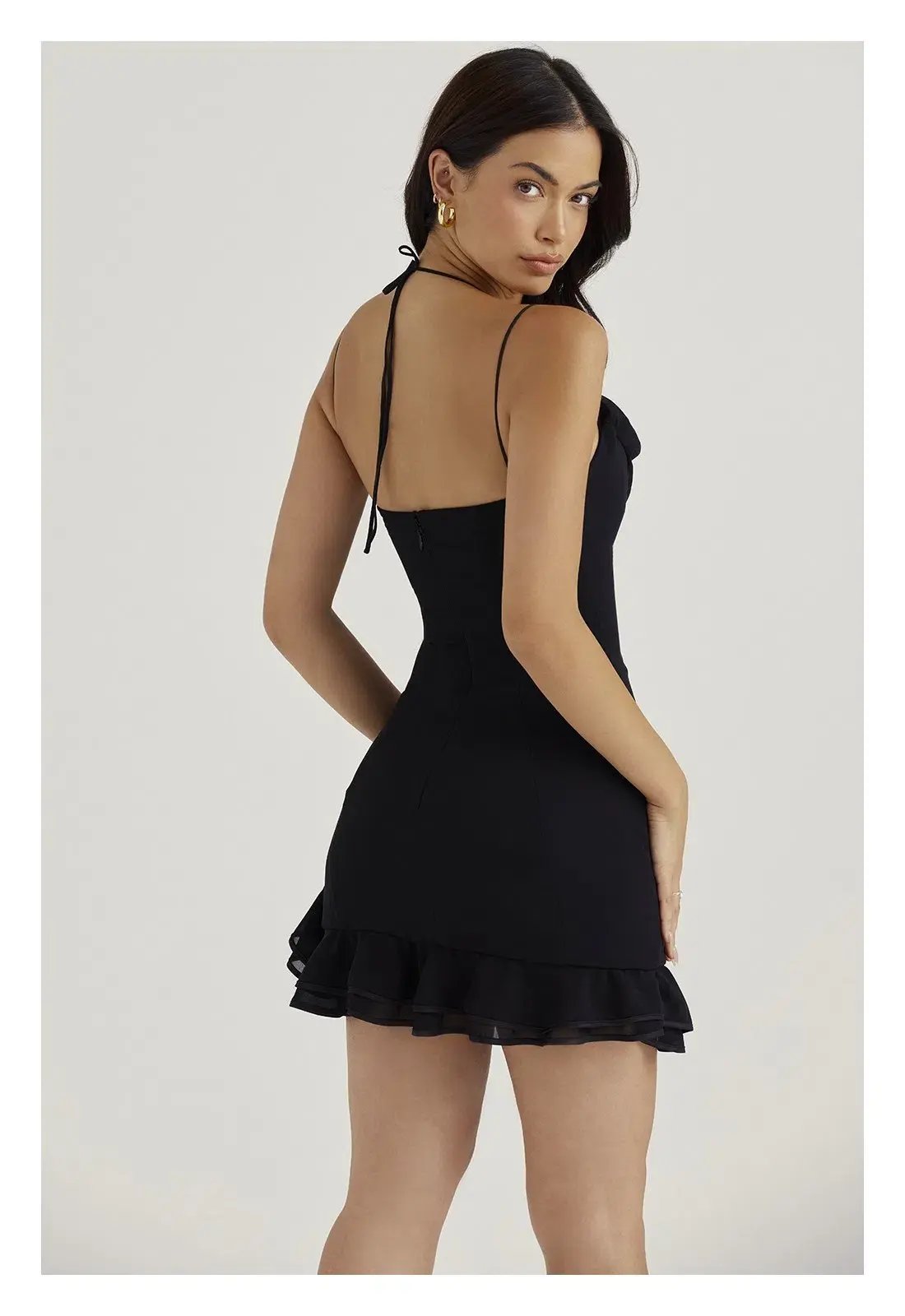 House of CB Rossella Ruffle Mini Dress Black Size XS/ AU 6 photo 4