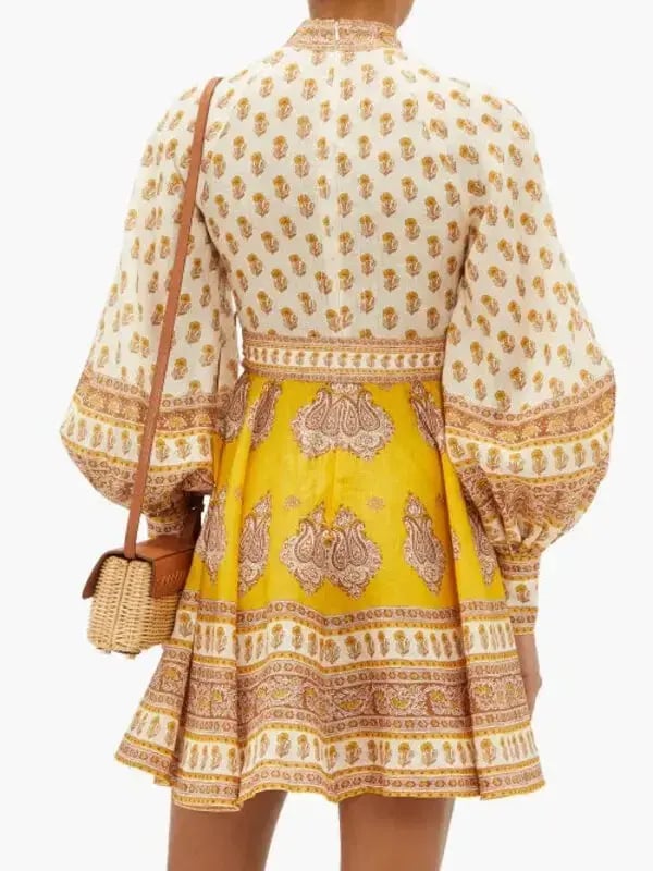 Zimmermann Bonita Buttoned Dress Mustard Paisley Size 6 photo 2