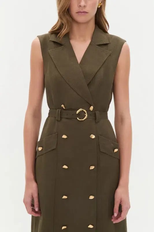 Aje  Blake Utility Midi Dress Khaki Size AU 14 photo 3