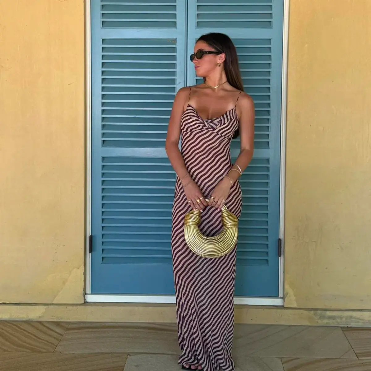 Rat and Boa Assisi Maxi Dress in Wave Print Size 8 photo 3