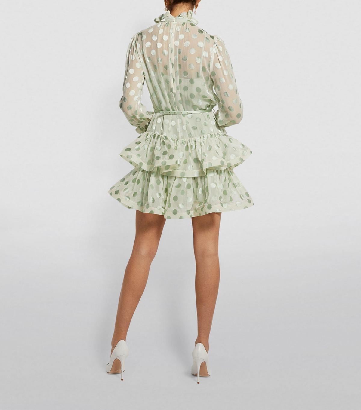 Zimmermann Polka Dot Lovestruck Fluted Mini Dress Mint Green Size 0 / AU 8 photo 2