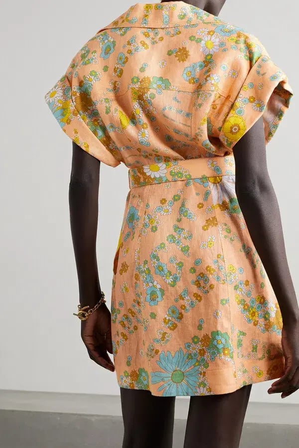 Zimmermann Lola Roll Cuff Belted Mini Dress Floral Size 0 / Au 8 photo 2