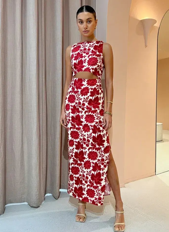 Sir the Label Cinta Cut Out Midi Dress Valentina Floral Print Size 8 photo 2