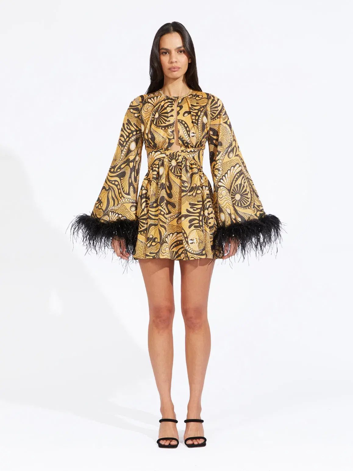 Alice McCall Dust Feather Mini Dress Gold Size 2/ AU 6 photo 2