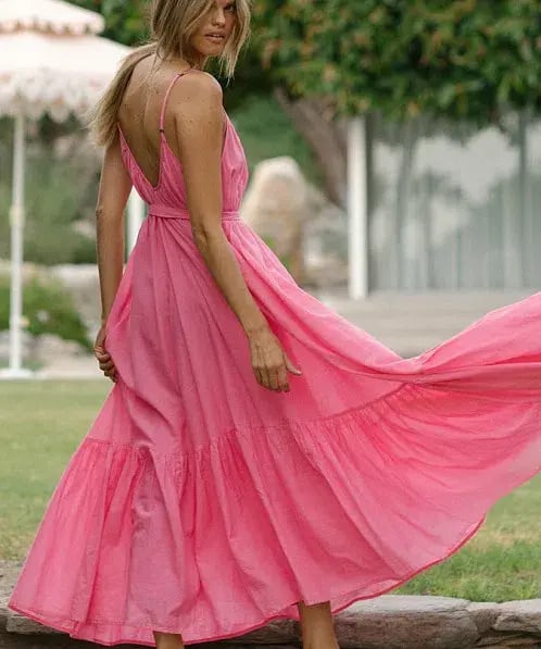 Spell & The Gypsy Azalea Strappy Maxi Cotton Dress Pink Size M / AU 10 photo 5
