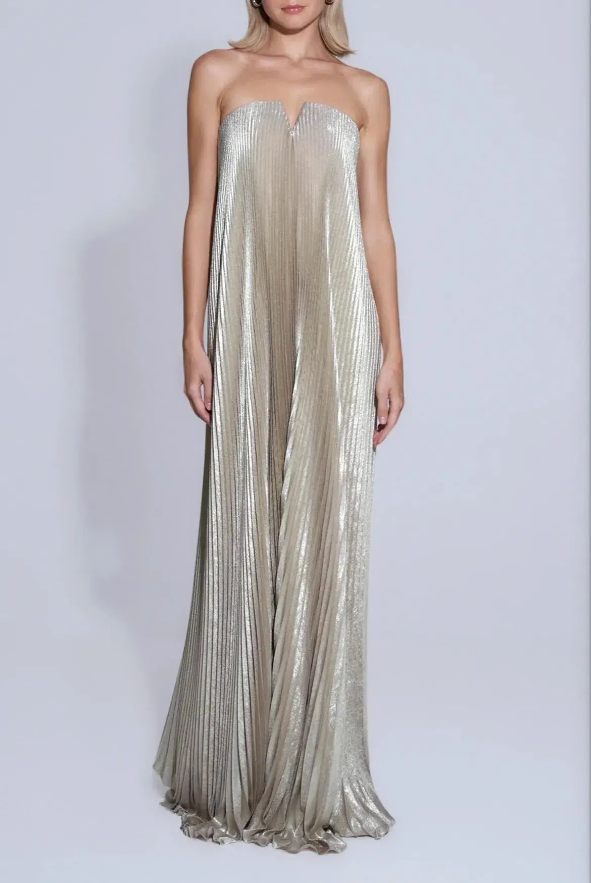 L'Idee Black Tie Gown in Gold Shimmer Size 12 photo 2
