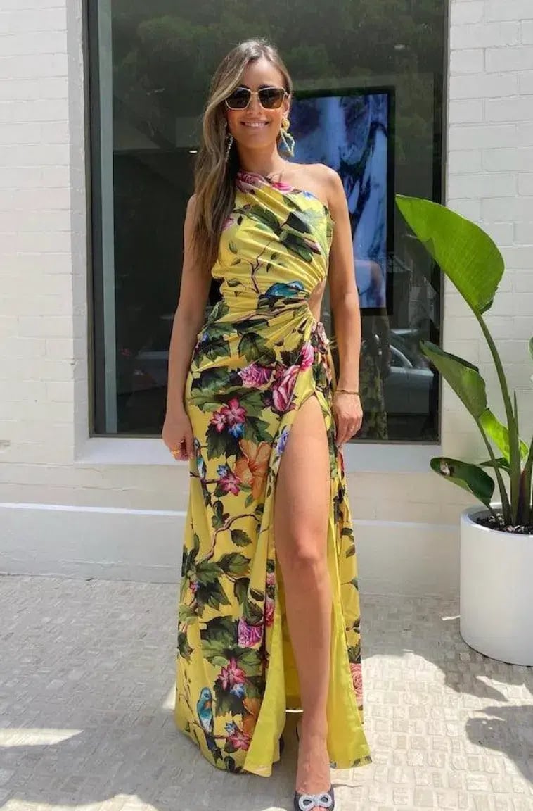 Sonya Moda Nour Royal Botanica Maxi Dress Yellow Floral Size 8 photo 4