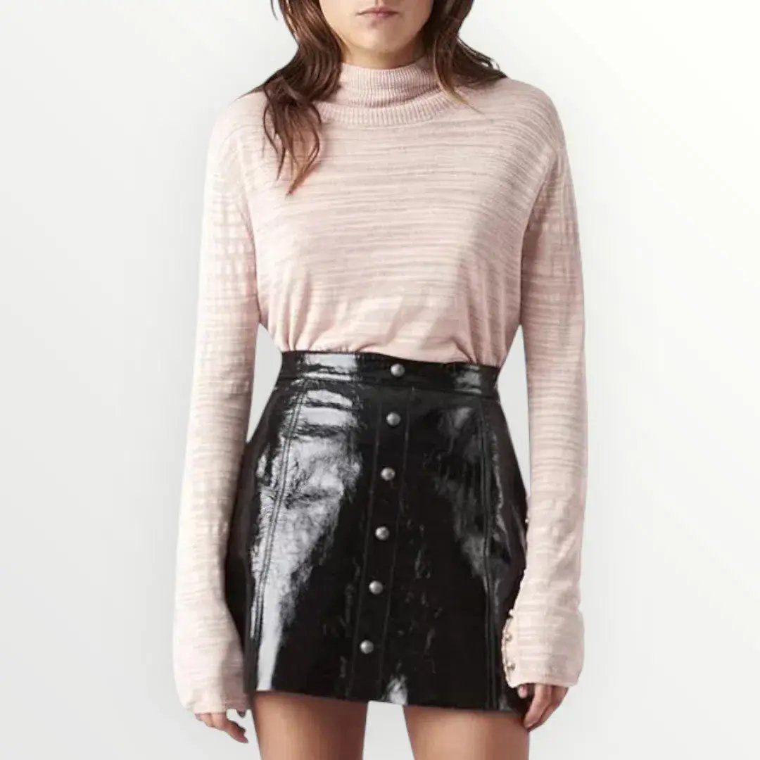 Aje Pallenberg Patent Leather Mini Skirt Black Size 10 / M photo 4