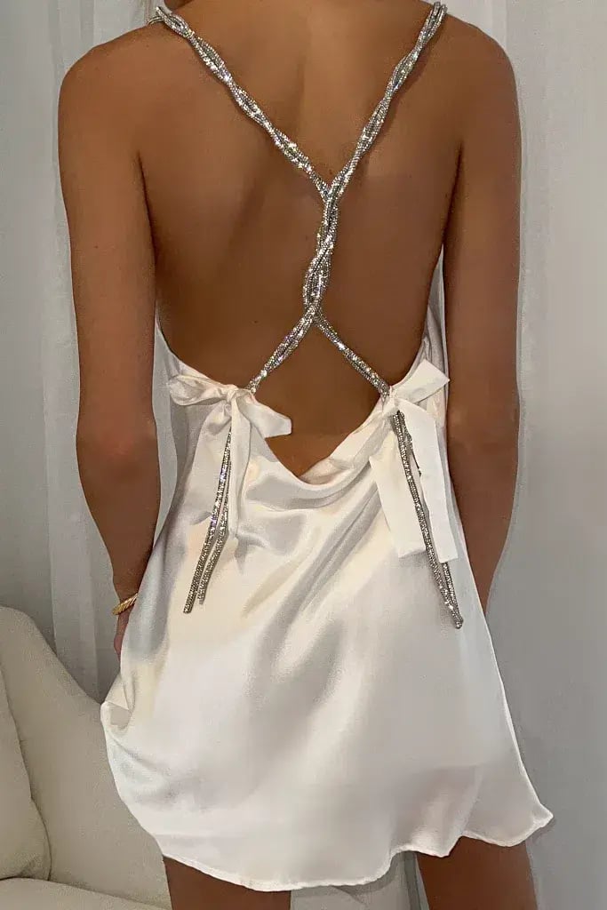 Sisters the Label Chloe Multiway Mini Dress Pearl Silk One Size photo 3