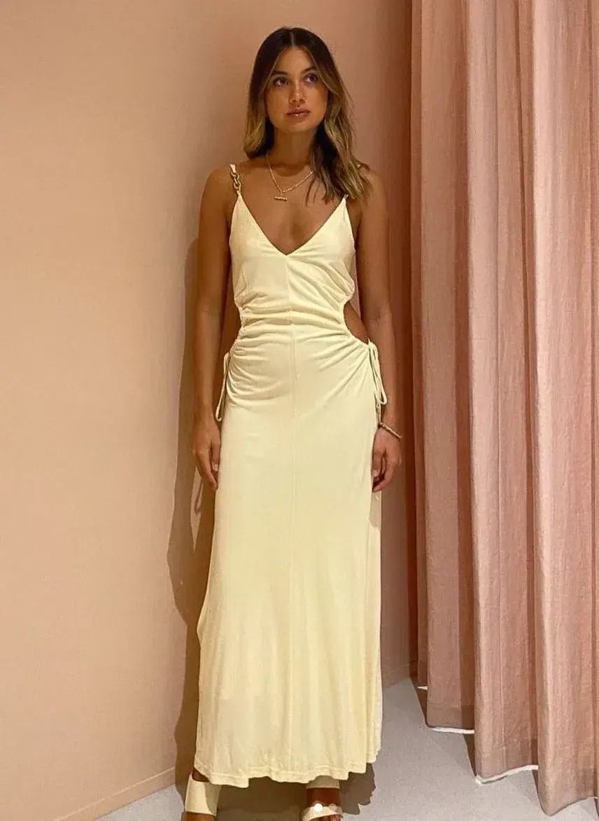 Manning Cartell Tuning In Chain Dress Custard Yellow Size 12 photo 3