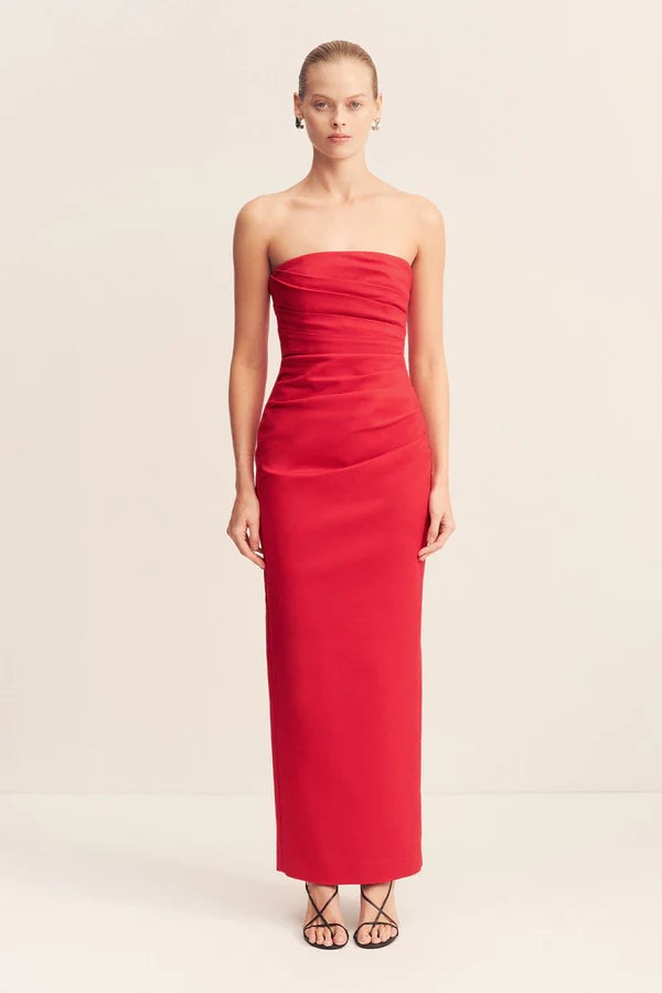 Shona Joy Lani Strapless Draped Maxi Dress - Chilli photo 4