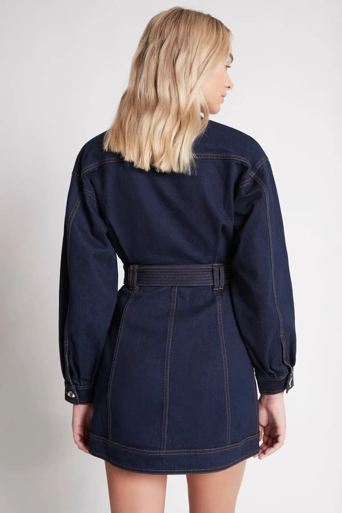 Aje Philia Belted Denim Mini Dress Blue Size 6 photo 3