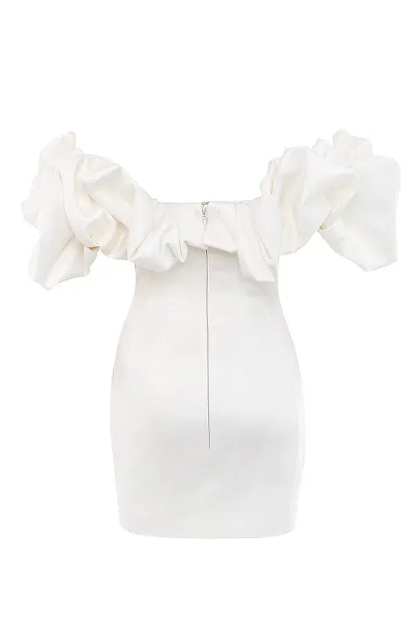 House of CB Selena Ivory Satin Ruffle Strapless Mini Dress White Size M / Au 10 photo 6