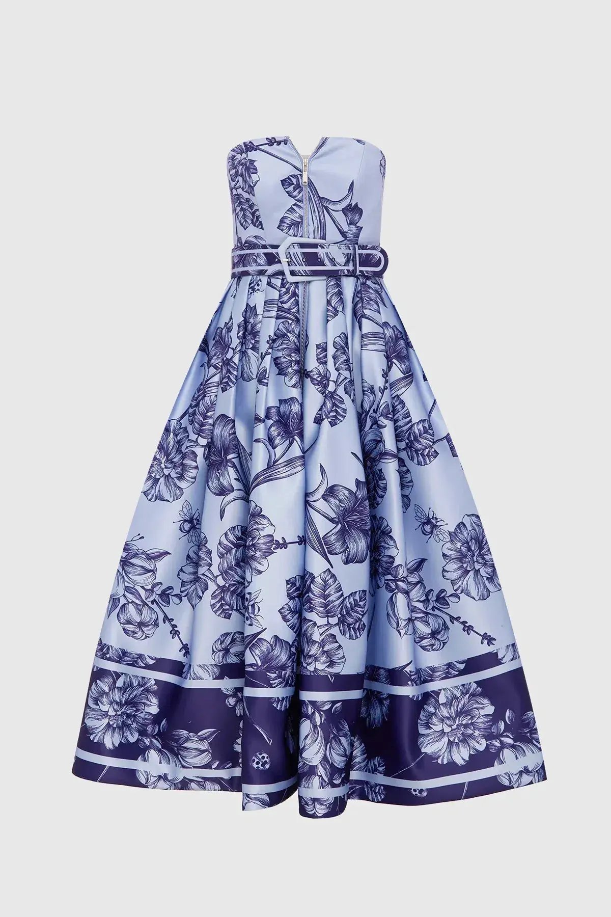Leo Lin Norine Bustier Midi Dress Harmony Print in Hyacinth Size AU 6 photo 6