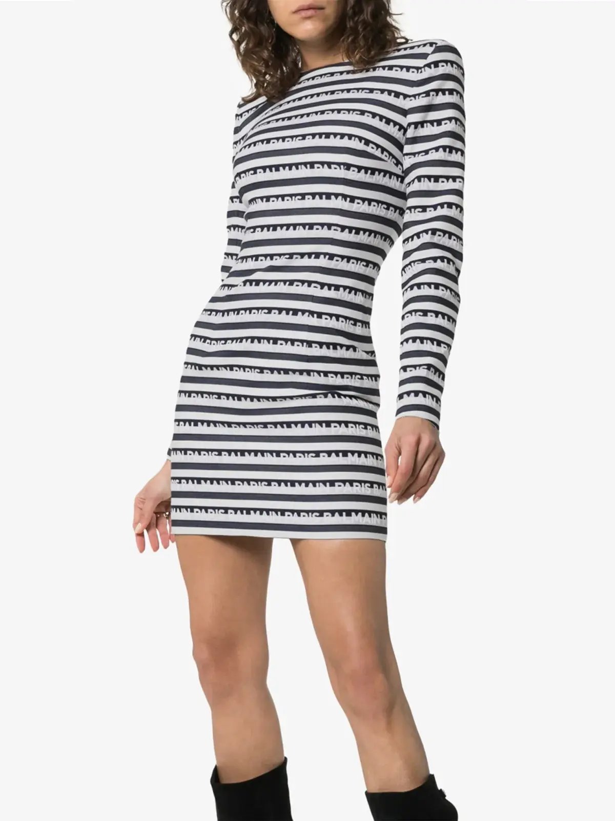Balmain Mini Striped Jacquard Logo Dress Print Size 38 / AU 8 photo 2