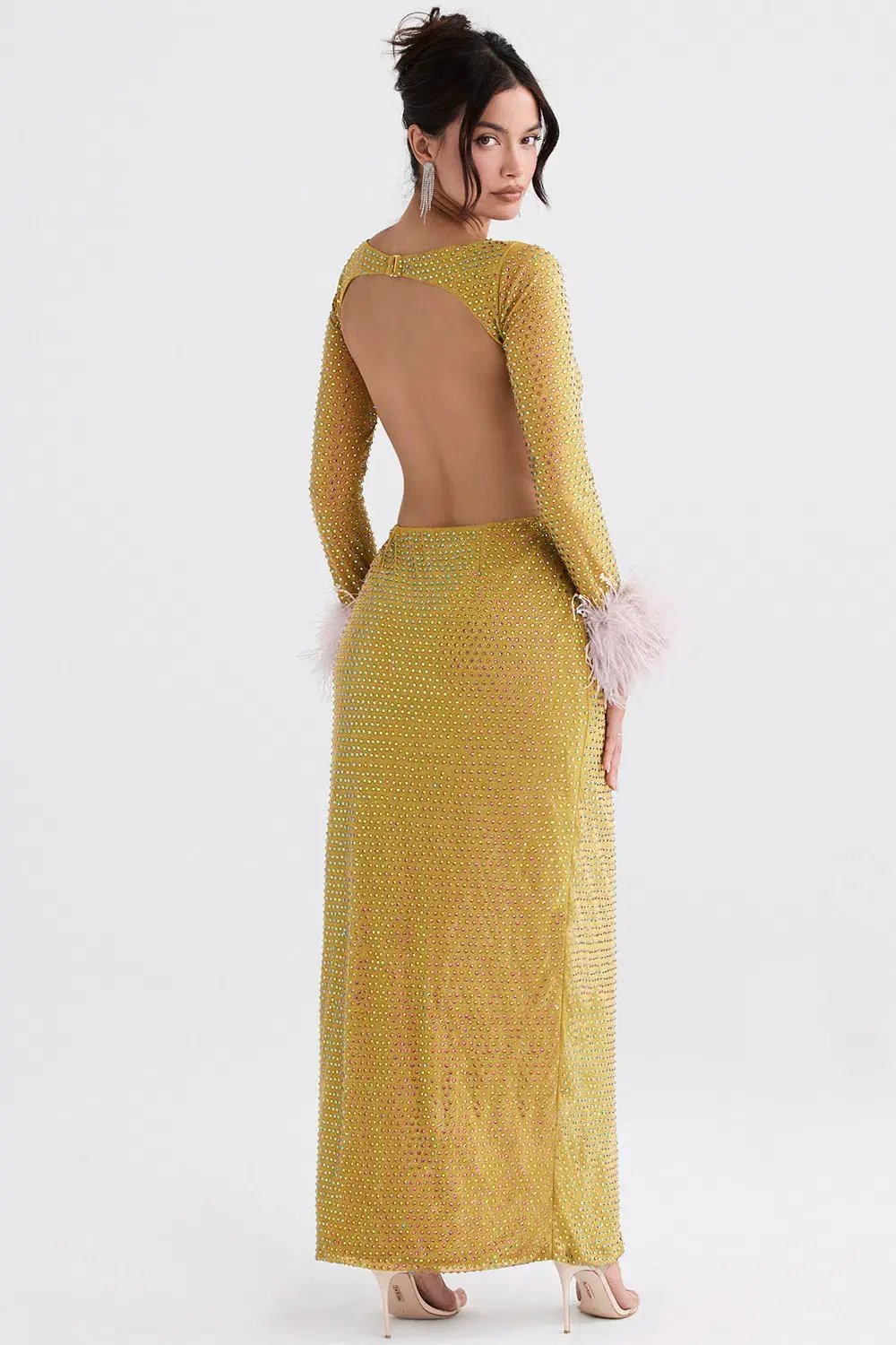 House of CB Gina Crystallised Maxi Dress Chartreuse Size S / AU 8 photo 2