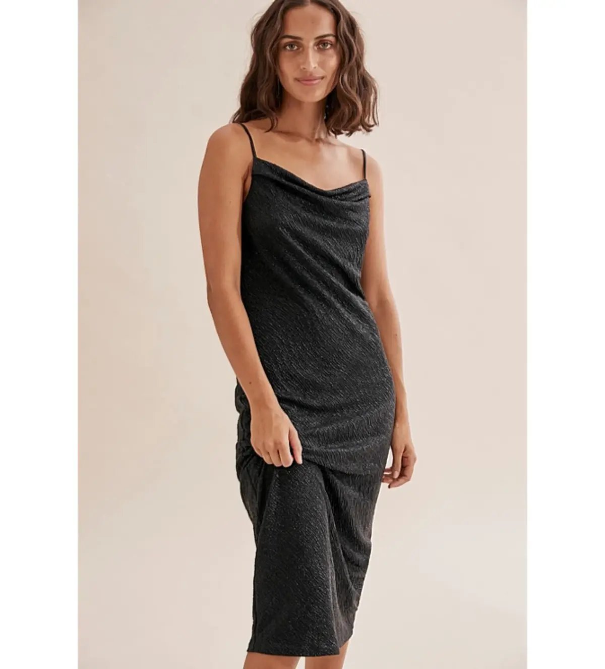 Country Road Metallic Slip Midi Dress Black Size 8/XS photo 2