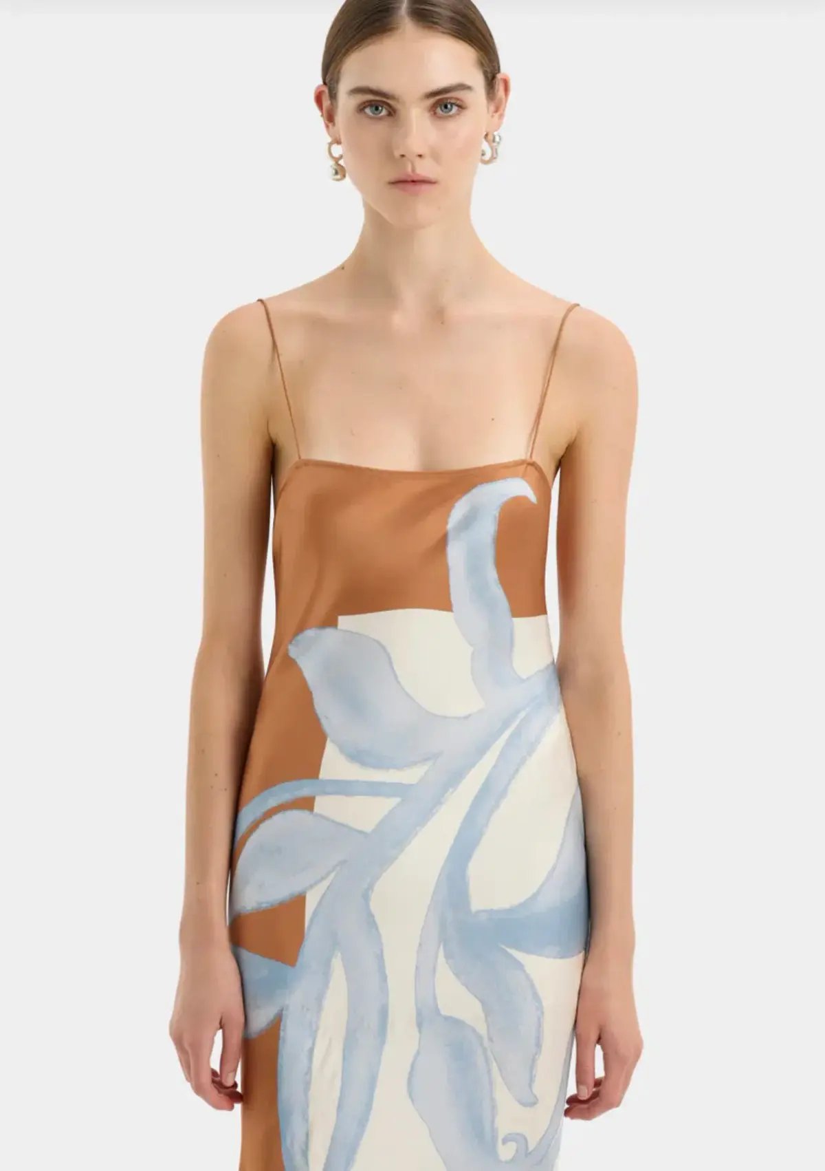 Sir the Label Sorrento Slip Dress Blue & Brown Sciarpa Print  Size 8 photo 4