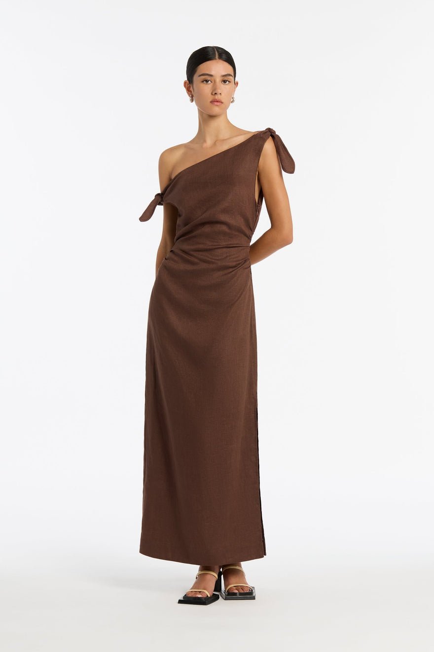 Sir The Label Bettina Off Shoulder Dress Chocolate photo 3