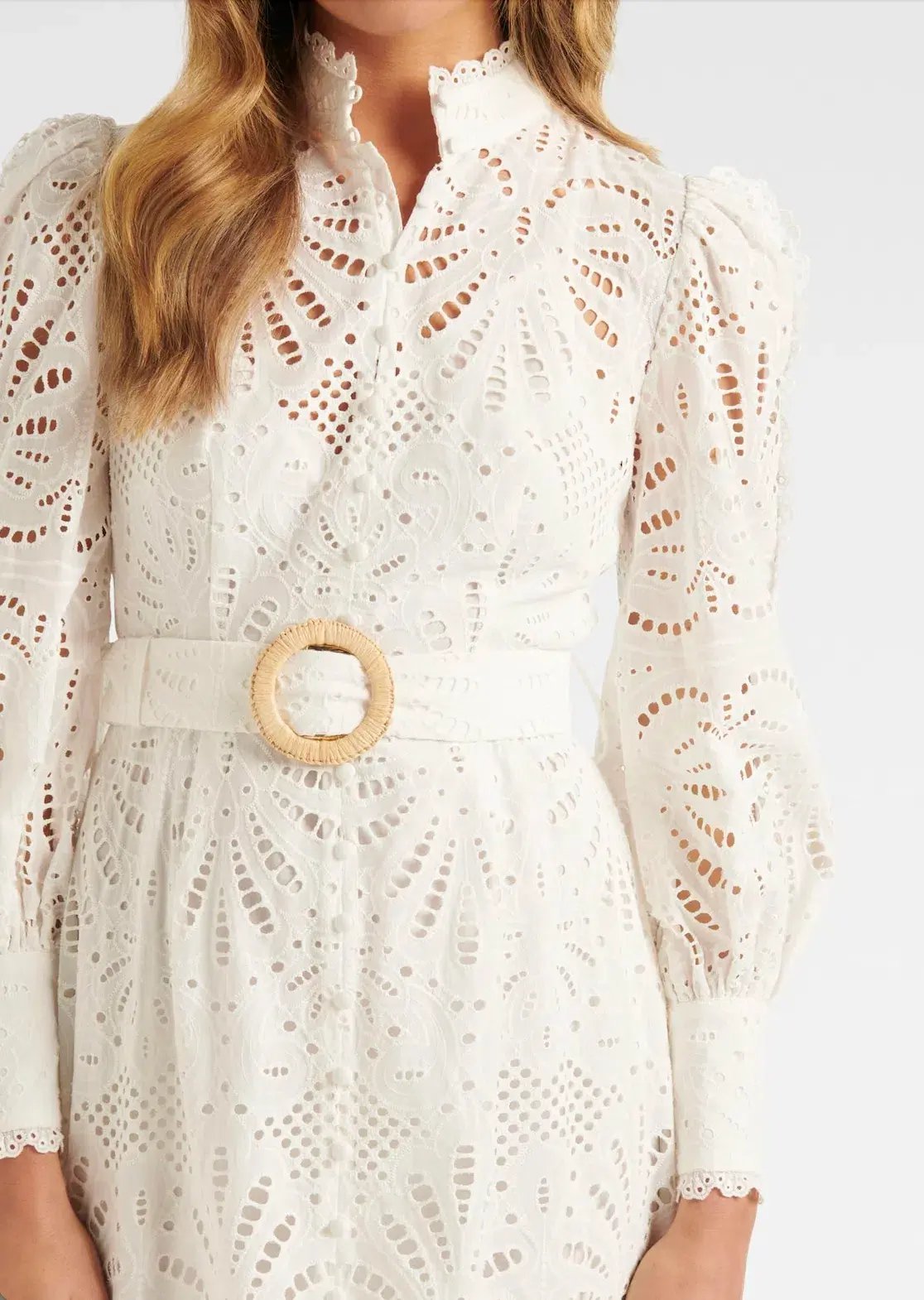 Forever New Fifi Broderie Midi Shirt Dress White Size S / AU 8 photo 4