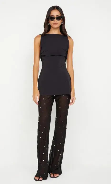 Bec and Bridge Domenic Boatneck Top in Black and Arielle Pant in Black Sequin Set Size 8 / Small AU photo 2