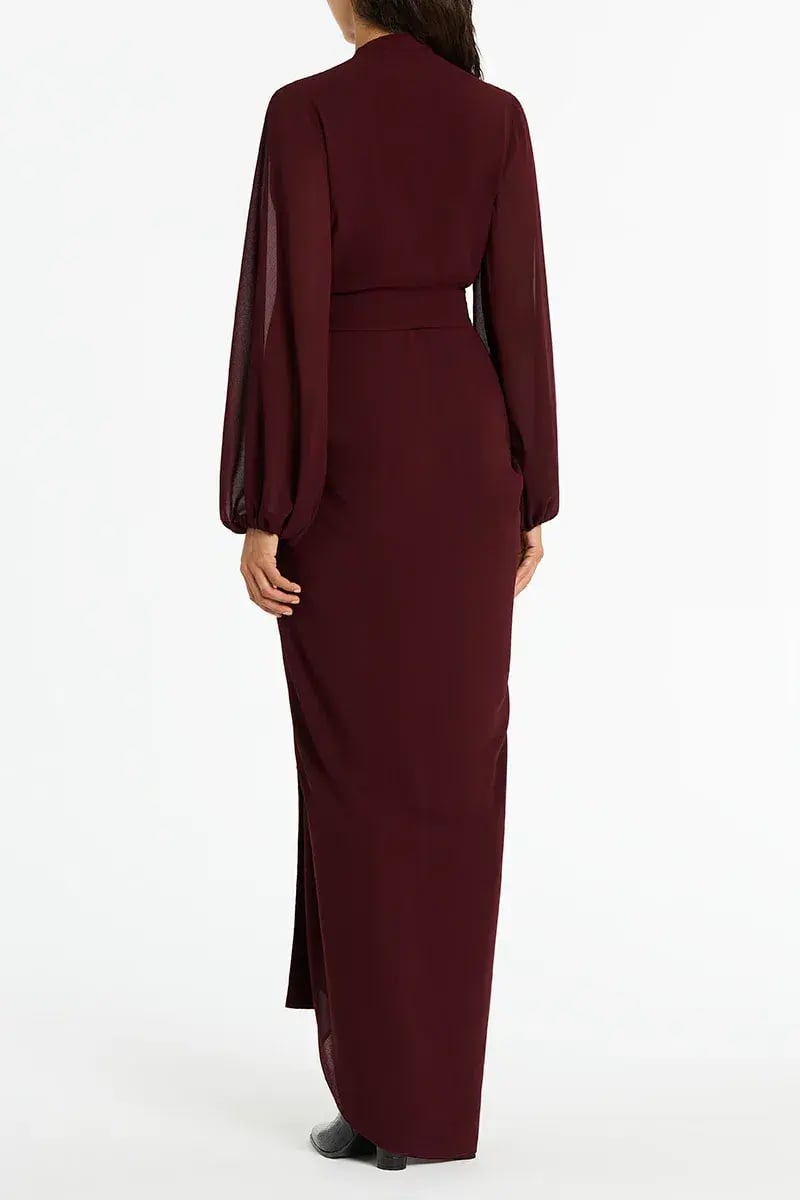 Carla Zampatti Waterfall Dress in Merlot Size 8 photo 3
