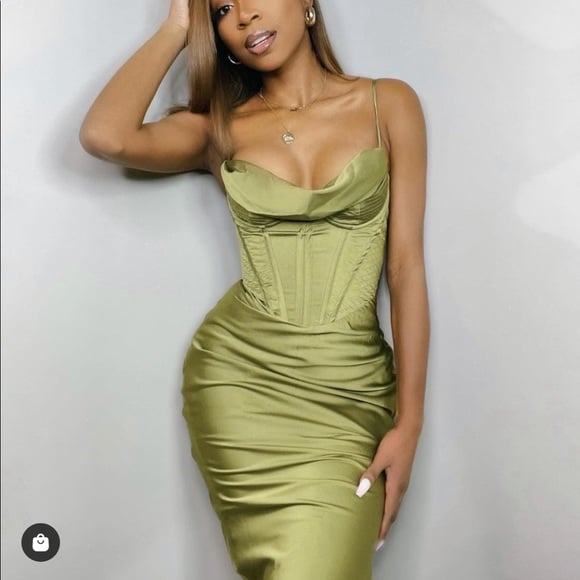 House of CB London – MYRNA OLIVE CORSET SLIP DRESS photo 4