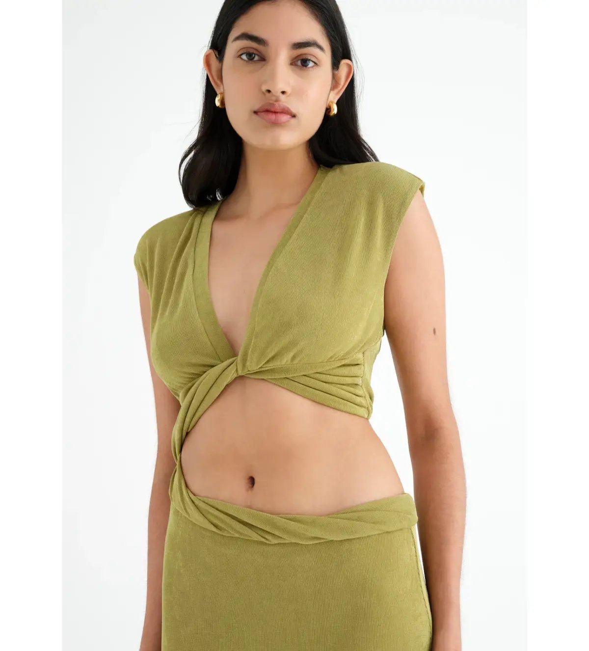 BENNI Henri Twist Maxi Dress in Chartreuse Size AU 10 photo 4