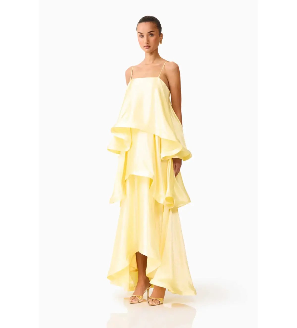 Elliat Tilly Tiered Maxi Dress in Butter Yellow Size M/AU 10 photo 2